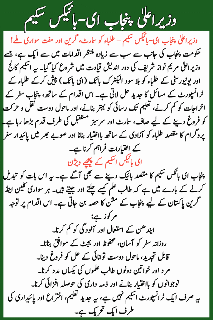 CM Punjab e-Bikes Scheme