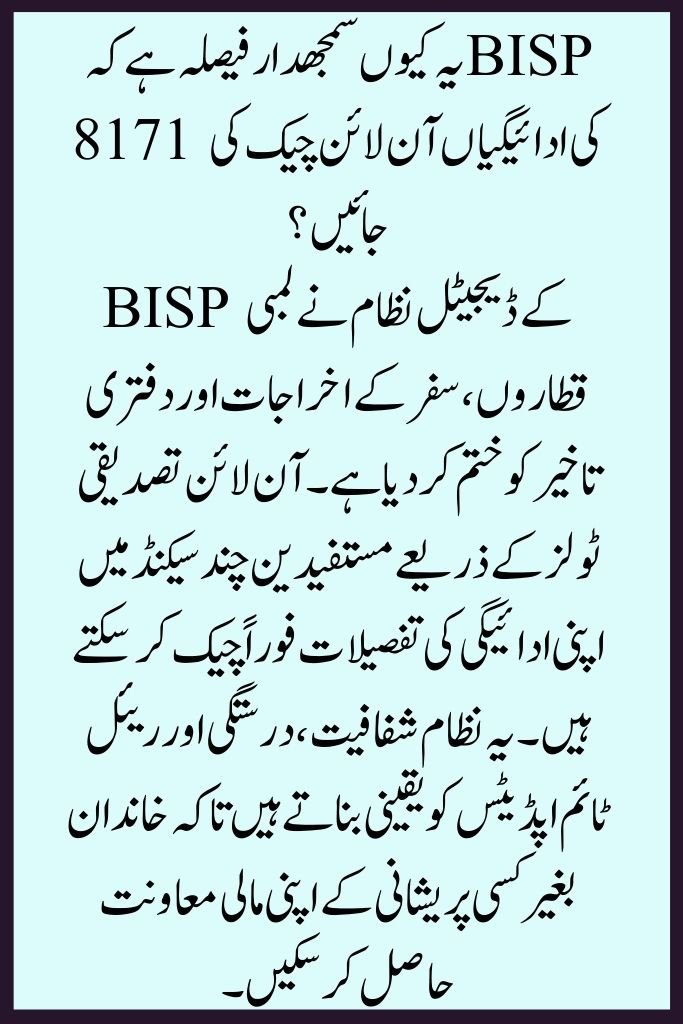 How to Check BISP 8171 Payments