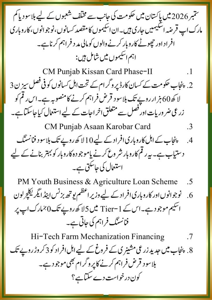 Free Loan Schemes in Pakistan 