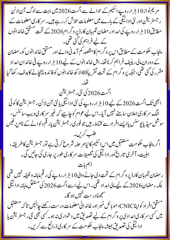 maryam nawaz 10000 scheme 